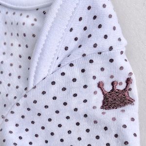 10/$20💥Kushies Unisex Soft Onesie Bodysuit, White & Brown Polka Dots, Crown